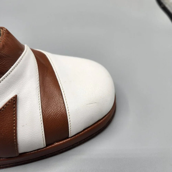 Vintage Platform Heels White  Brown Italy Size 6 - Picture 9 of 13